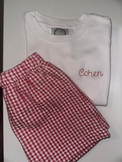 Name Tee + Seersucker Short Set