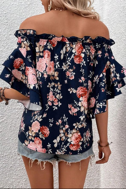 Off the Shoulder Floral Blouse