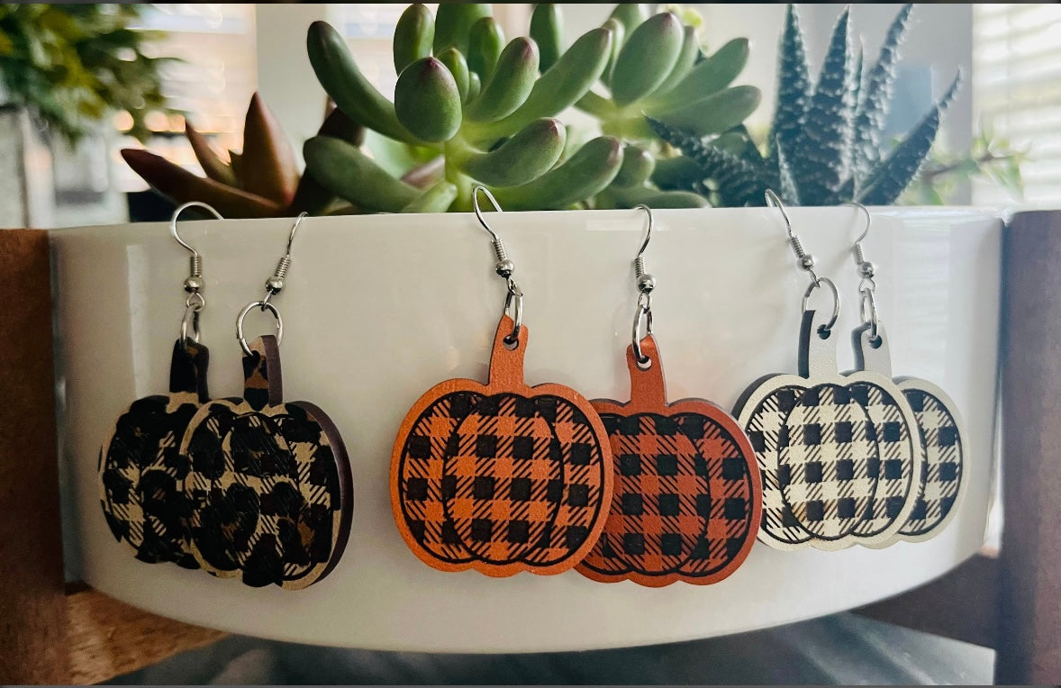 Wooden Pumpkin Earrings 🍁