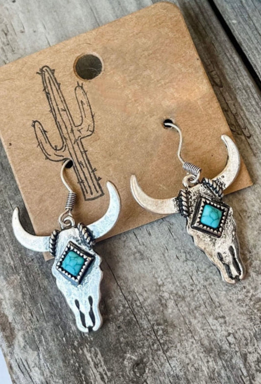 Vintage Turquoise Skull Earrings