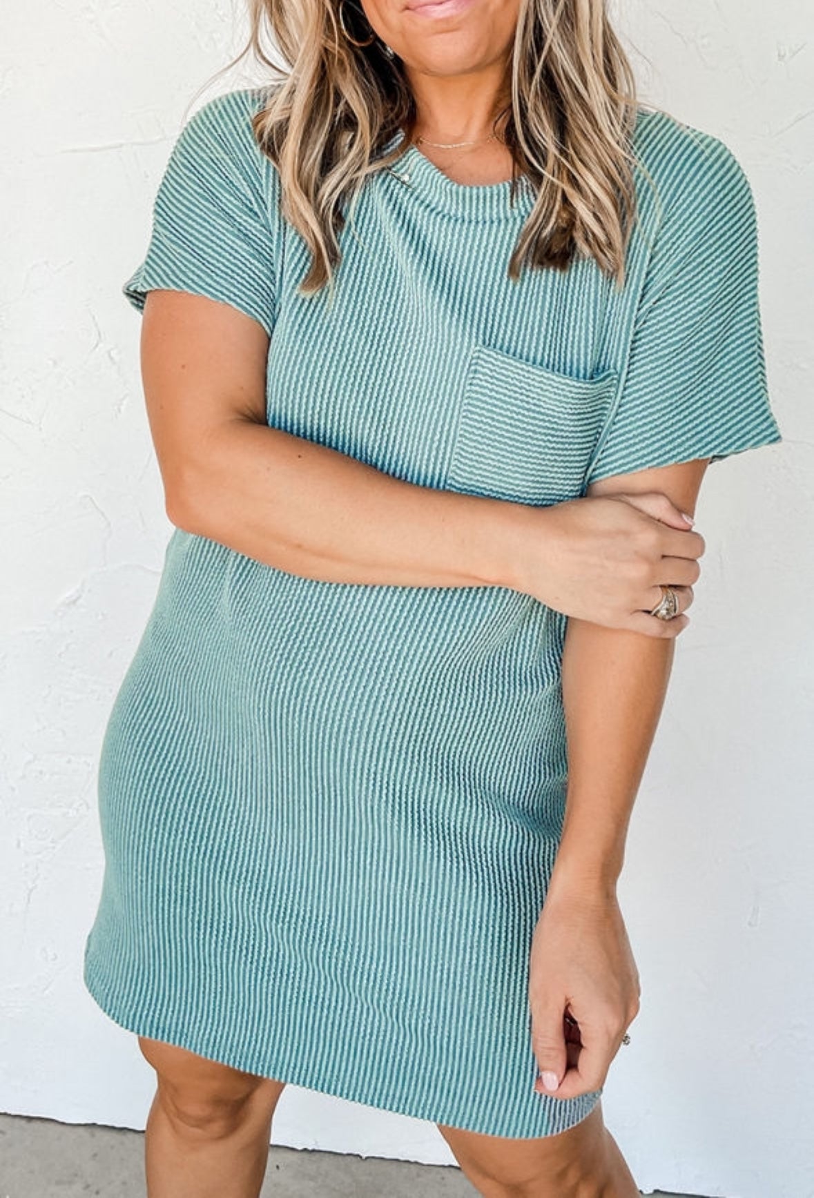 Ribbed Knit Pocket Dress