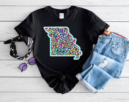 Neon Leopard State Tees