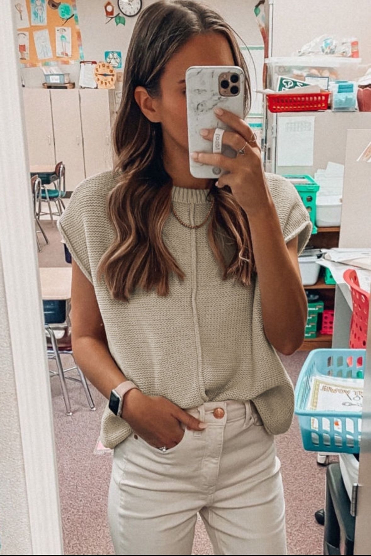 Cap Sleeve Knit Top