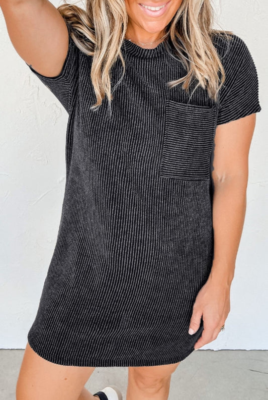 Ribbed Knit Pocket Dress