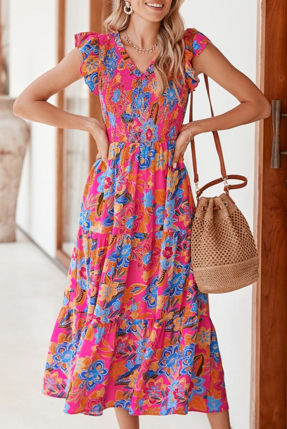 Boho Floral Print Maxi