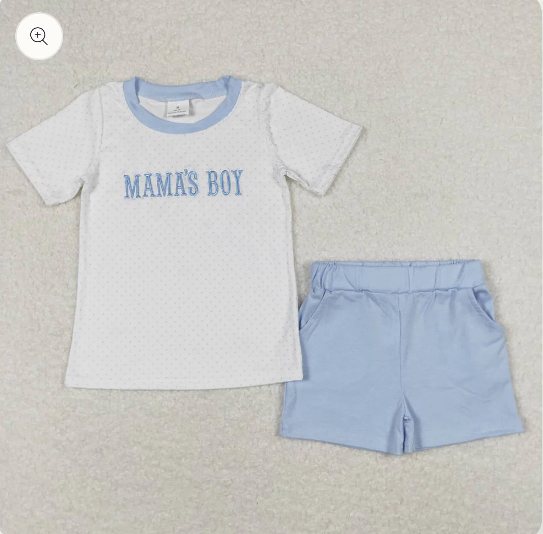 Mama’s Boy Embroidered Short Set