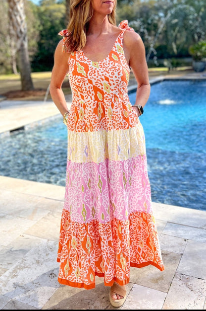 Bright Leopard Tiered Dress