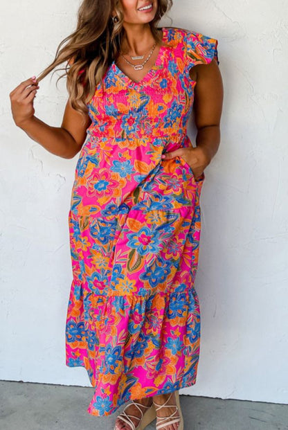 Boho Floral Print Maxi