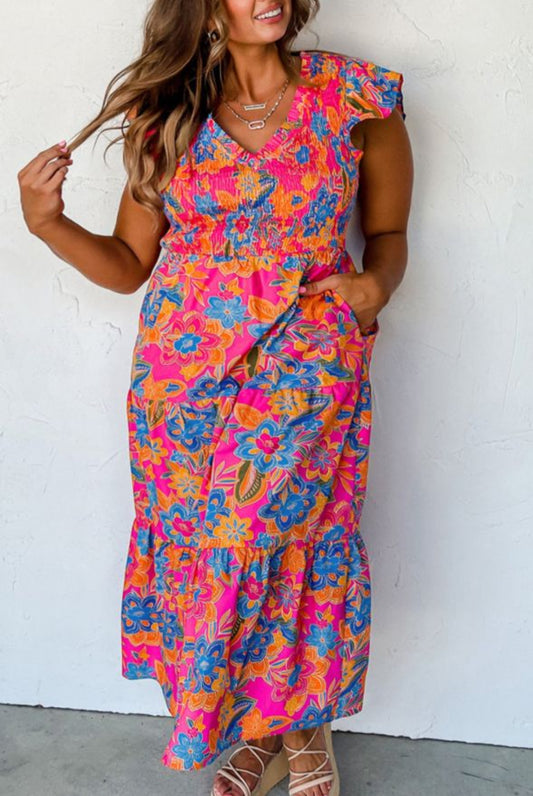 Boho Floral Print Maxi