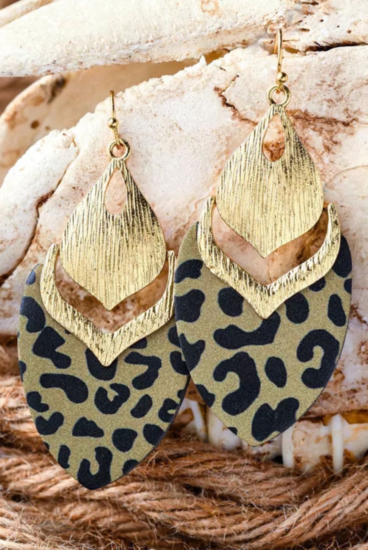 Leopard Leaf Drop Earrings