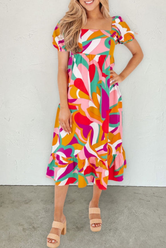 Abstract Midi Dress