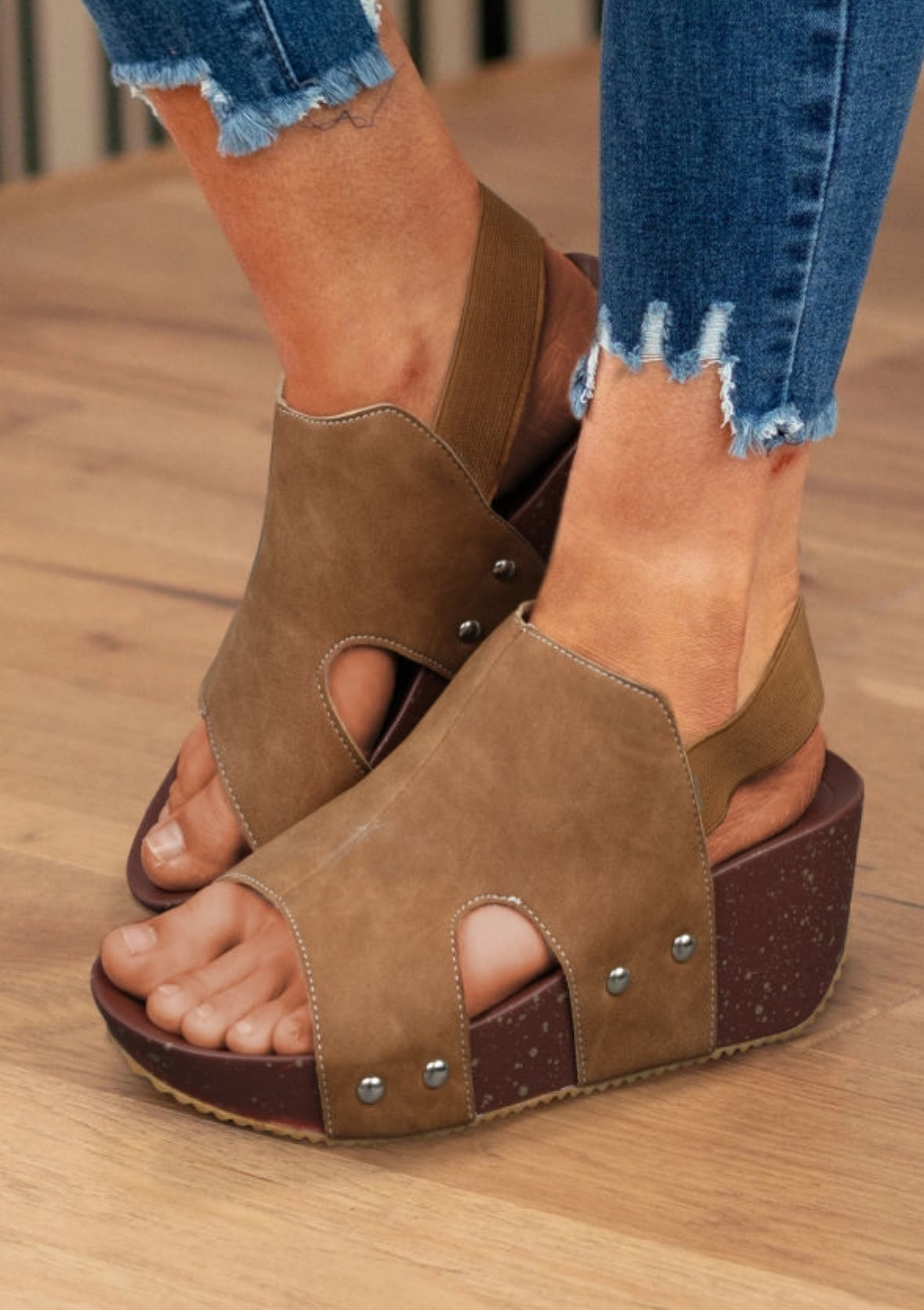 Suede Wedge Sandals