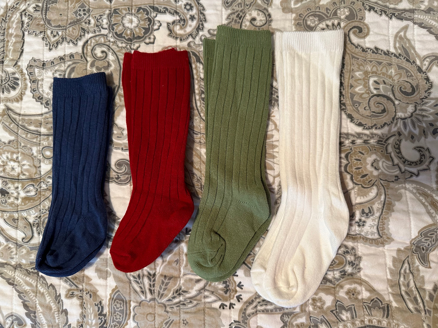 Knee High Ribbed Cotton Socks