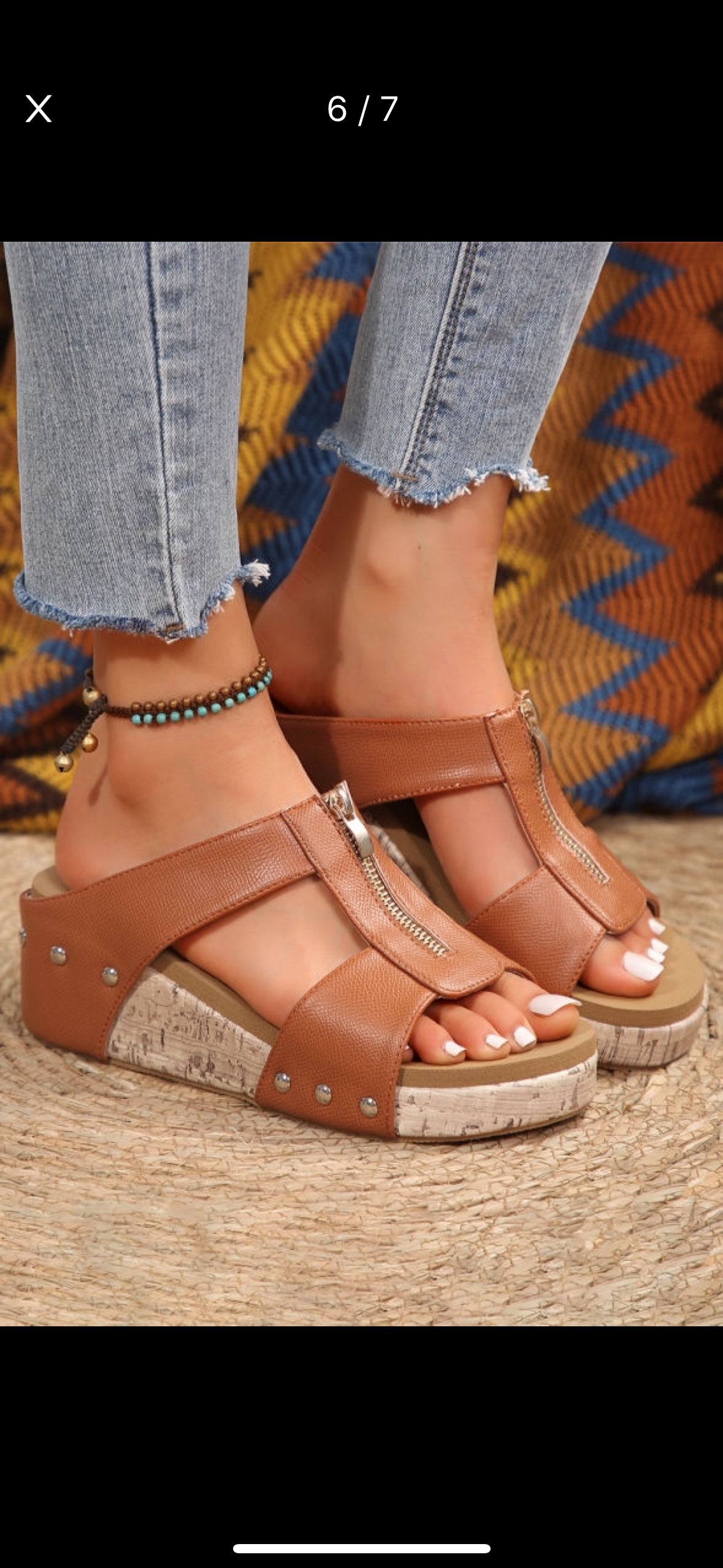 Zipper Studded Wedge Sandals