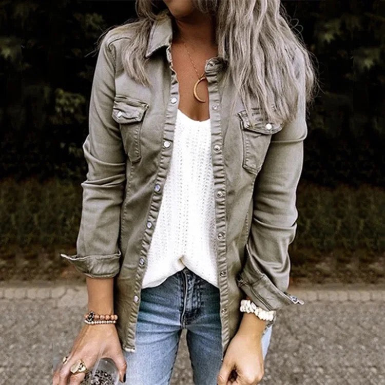 Pleated Denim Shirt