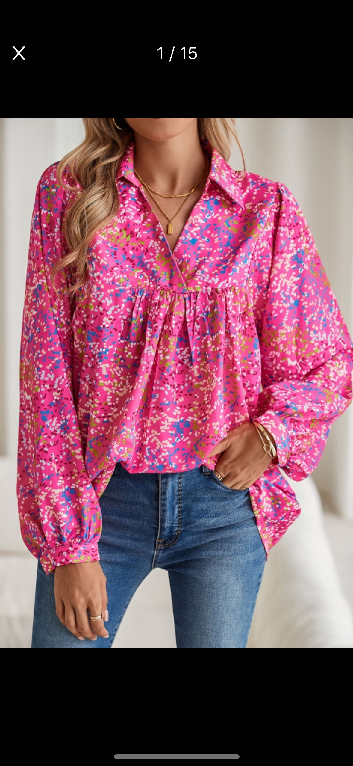 Pink Abstract Babydoll Blouse