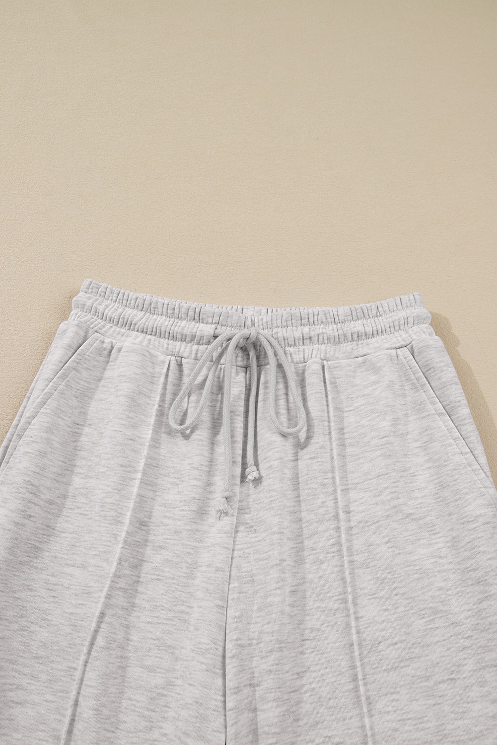 Light Grey Polo Collar V Neck Pullover and Drawstring Sweatpants Set