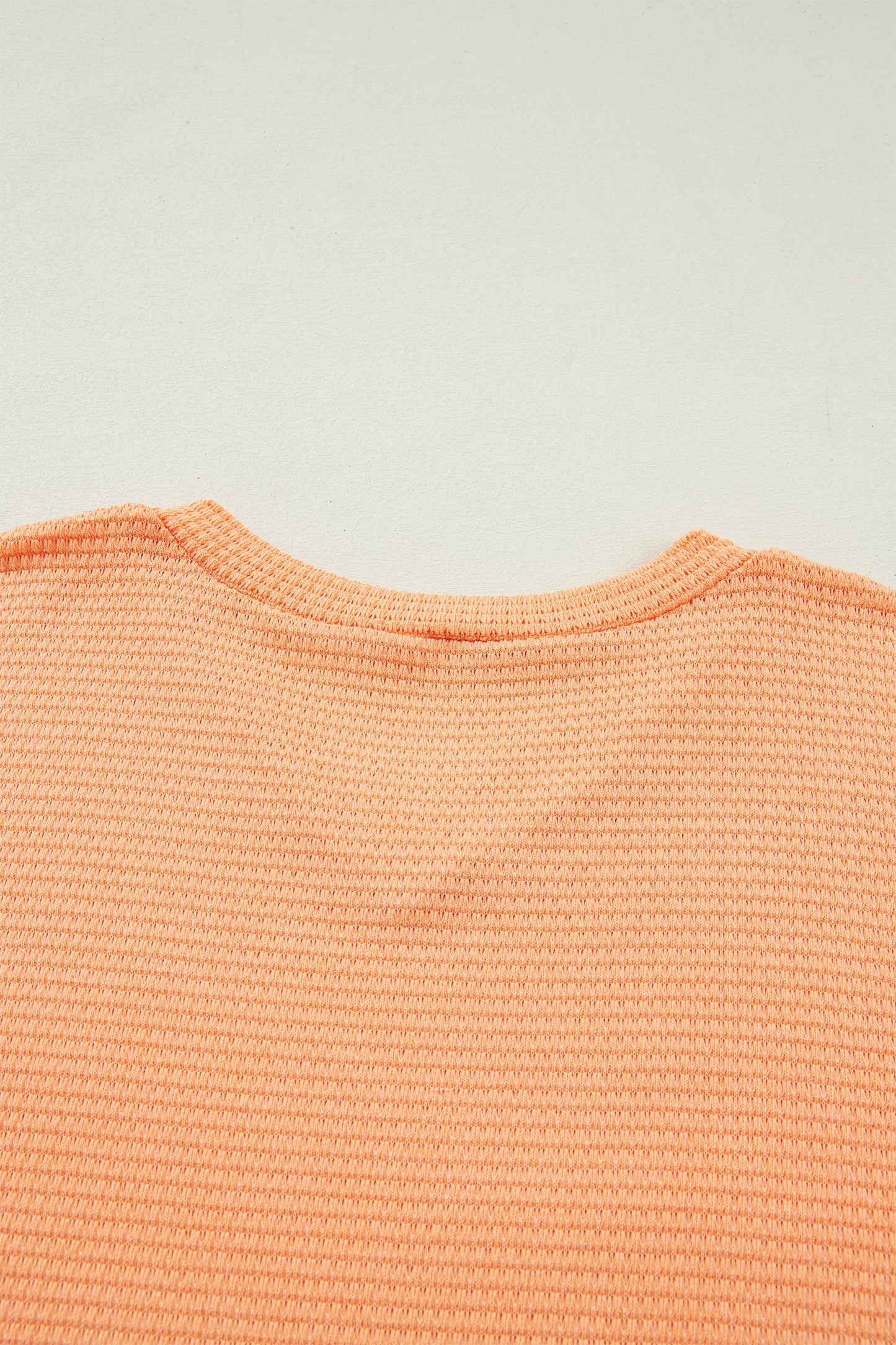 Strawberry Pink Waffle V Neck Short Sleeve Knit Top