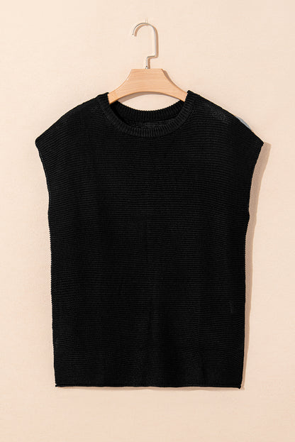 Jet Stream Solid Color Side Slits Sweater Tee