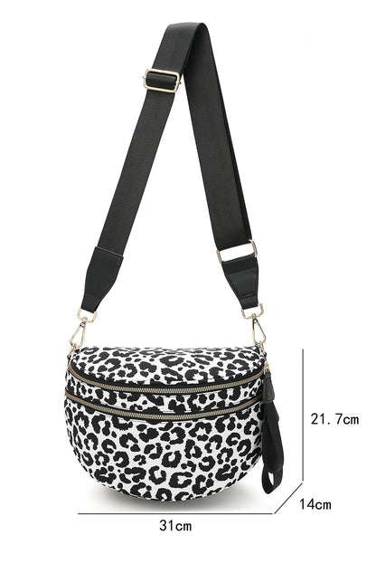 Pink Checkered Print Wide Strap Large Crossbody Bag