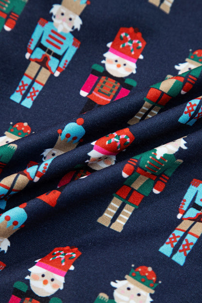 Pink Mama Claus Plaid Letter Tee Nutcracker Shorts 2pcs Lounge Set