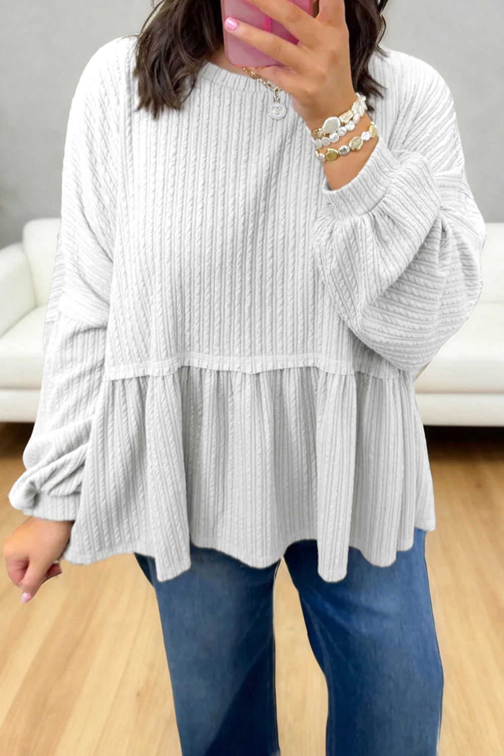 Textured Peplum Top