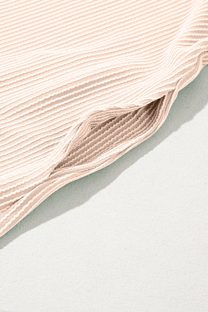 Parchment Corded Crew Neck Puff Sleeve Mini Dress