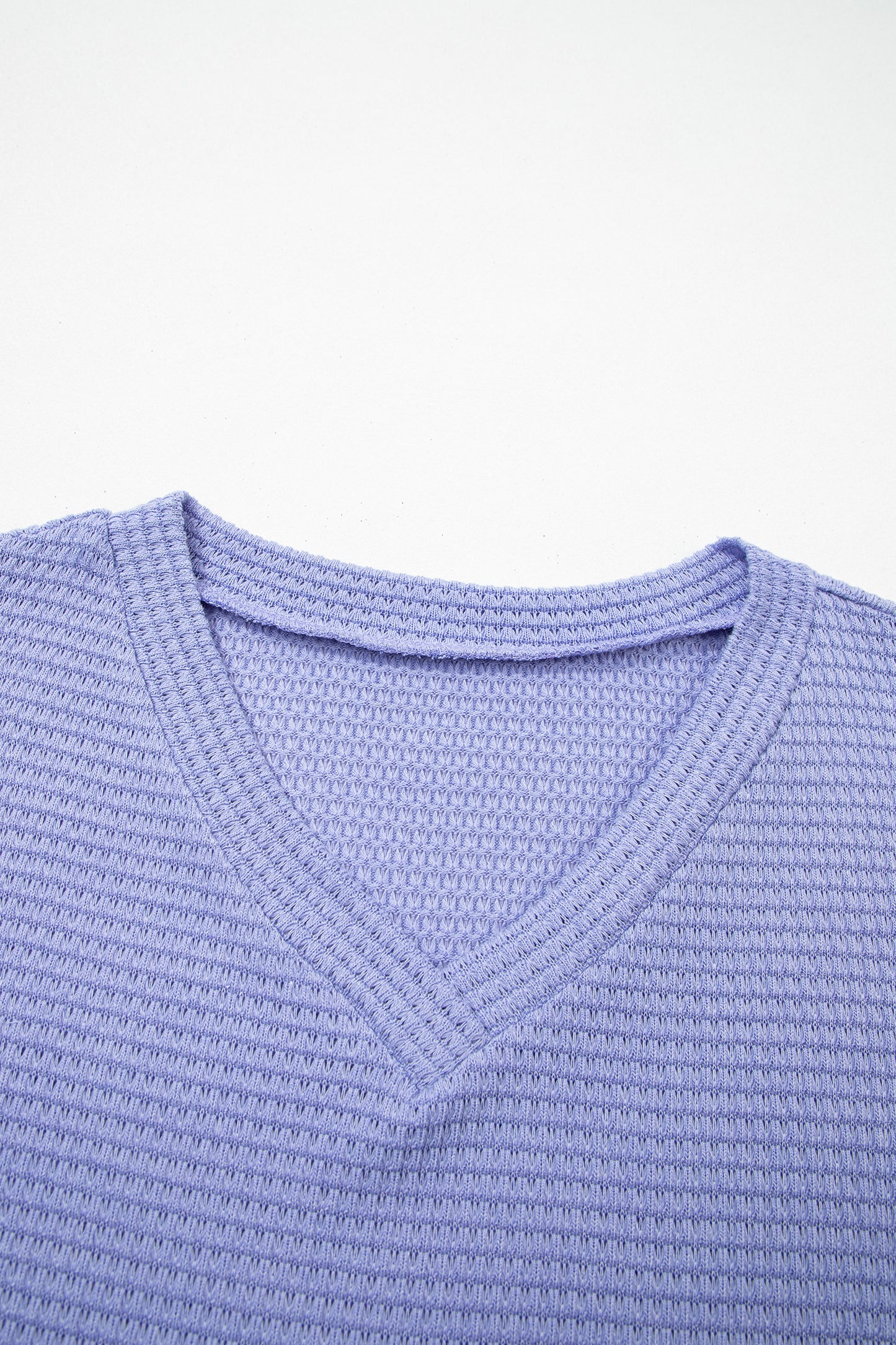 Strawberry Pink Waffle V Neck Short Sleeve Knit Top