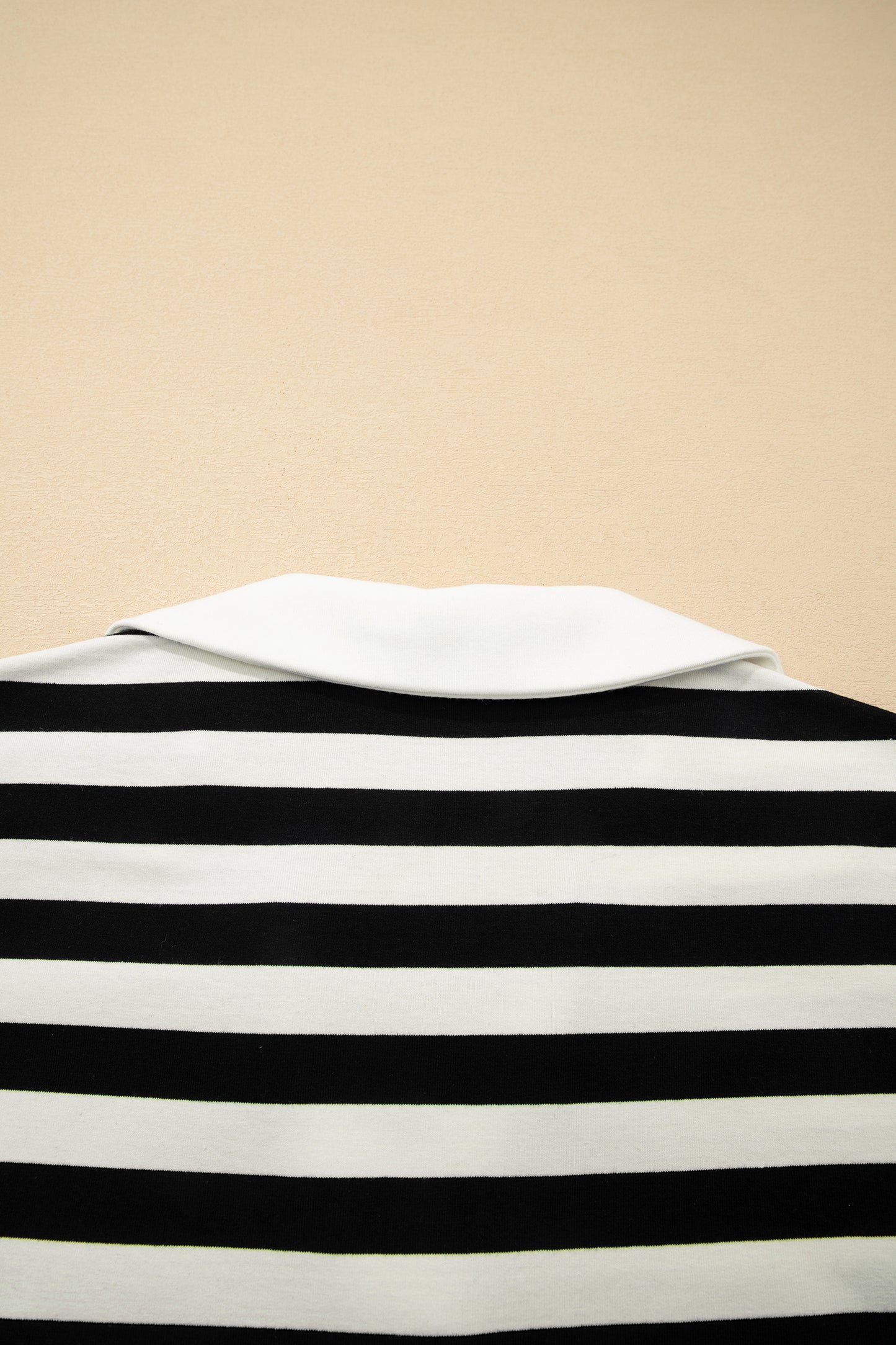 Pink Stripe Collar V Neck Ruffled Short Sleeve Blouse