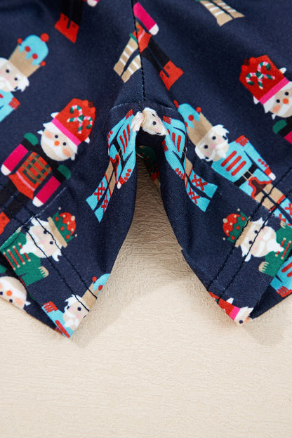 Pink Mama Claus Plaid Letter Tee Nutcracker Shorts 2pcs Lounge Set