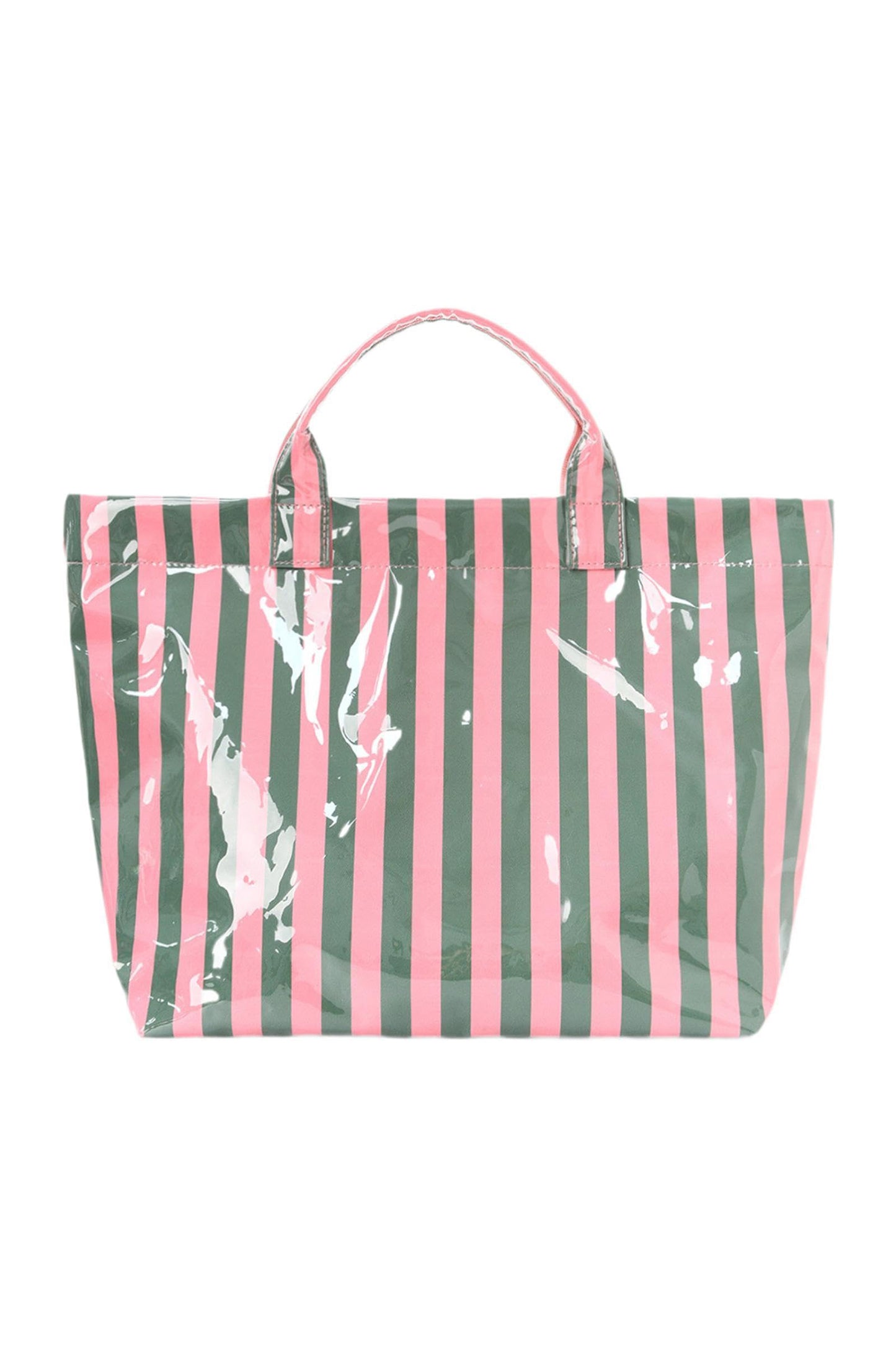 Rainbow Glossy Striped Vinyl Large Tote Bag