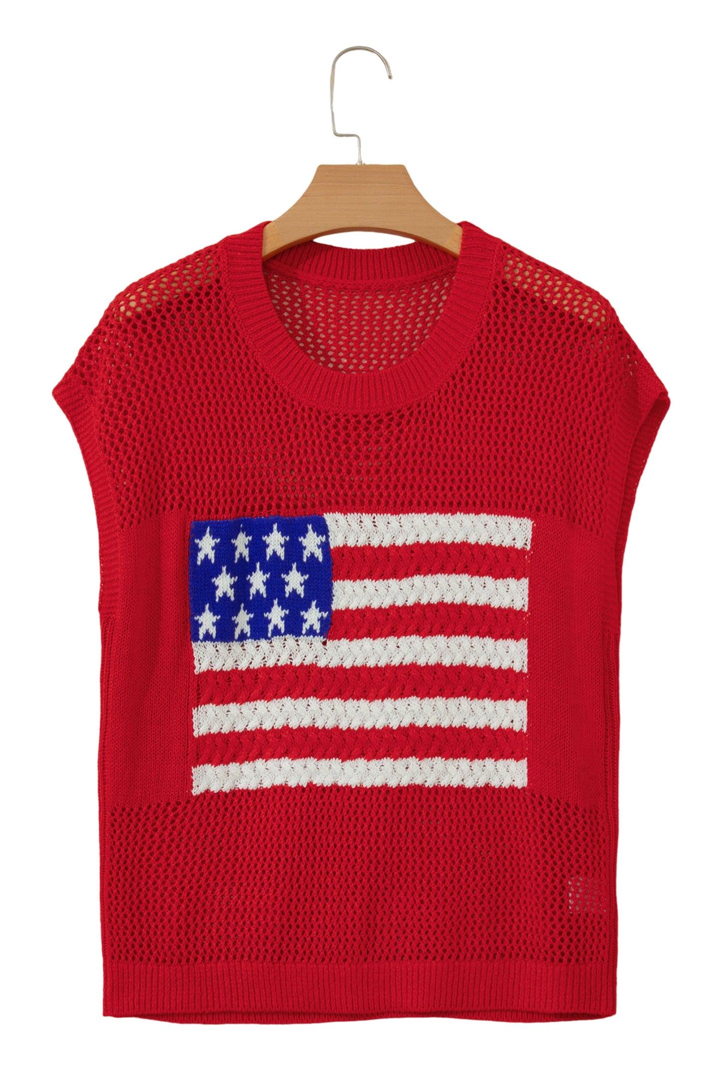 White Flag Graphic Short Sleeve Sweater Top