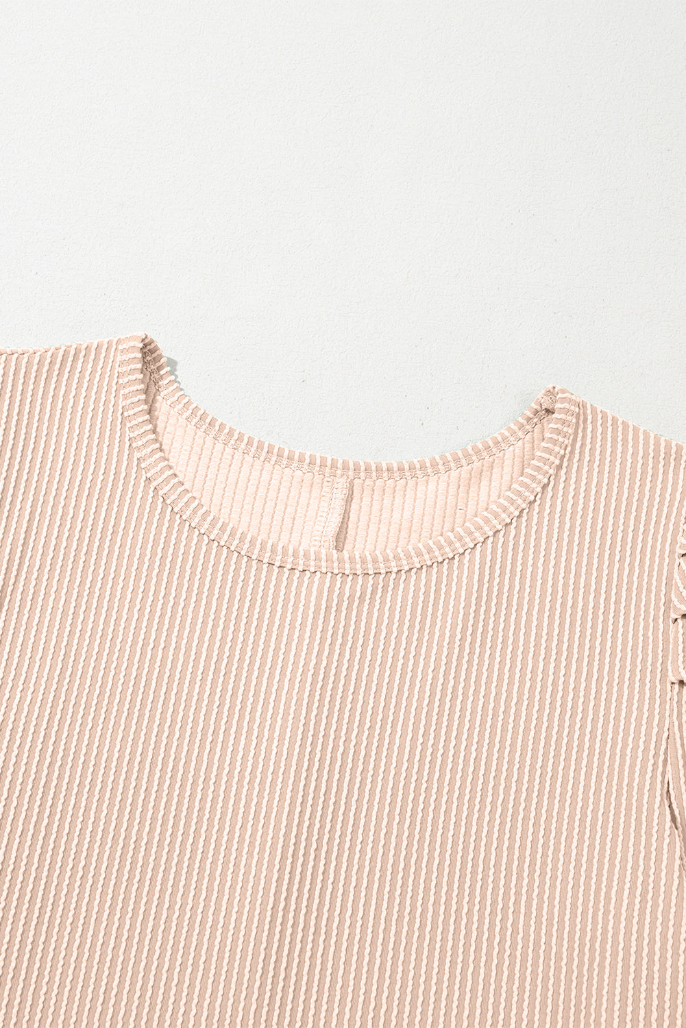 Parchment Corded Crew Neck Puff Sleeve Mini Dress