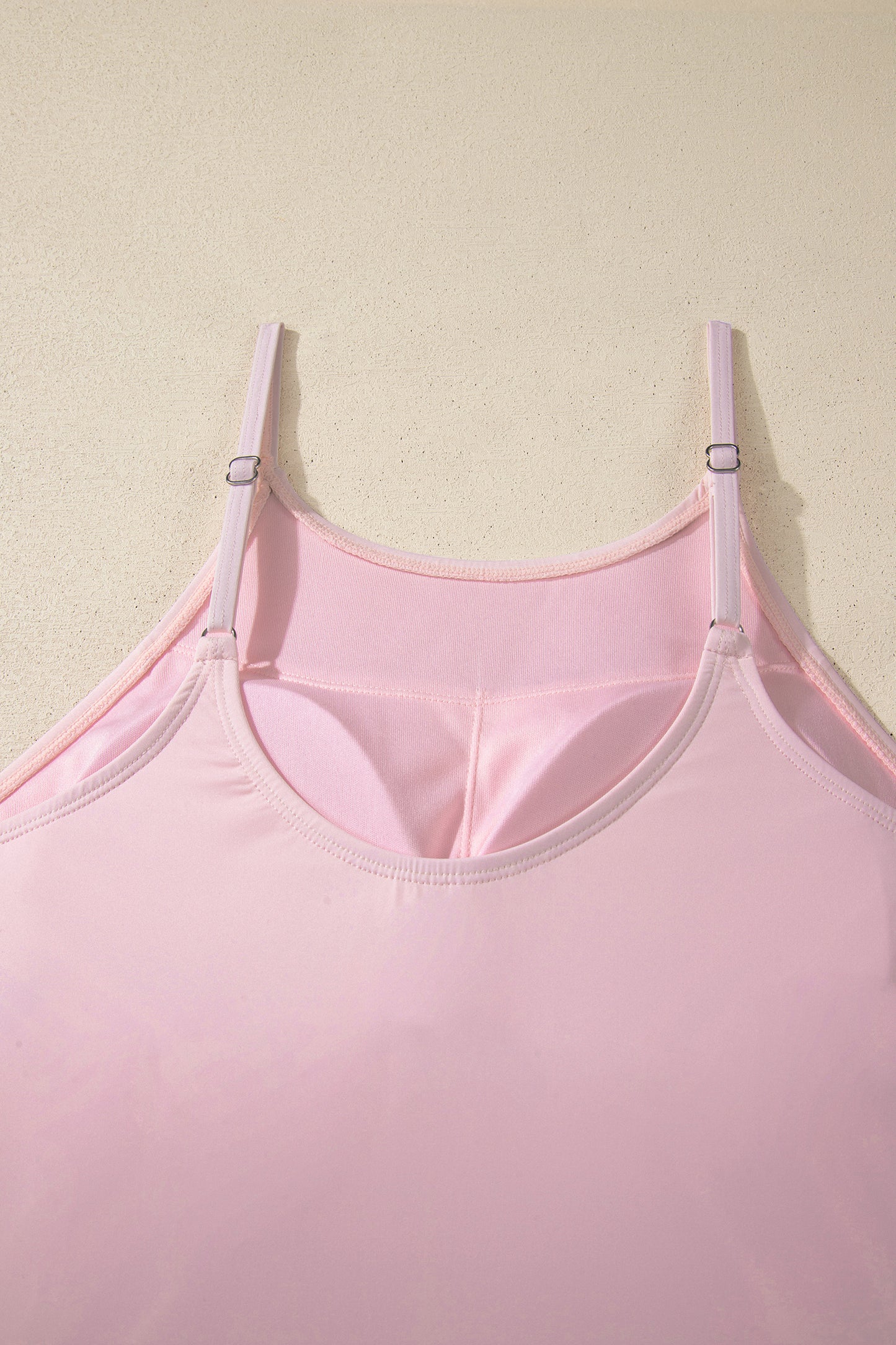 Bright Pink Solid Color Tunic Tank Dress Athletic Shorts Two Piece Set