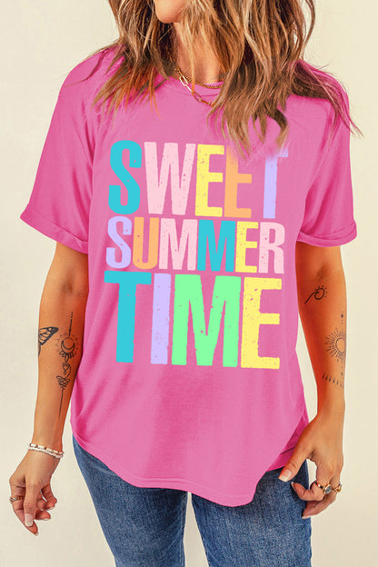 Sachet Pink SWEET SUMMER TIME Letter Graphic Tee