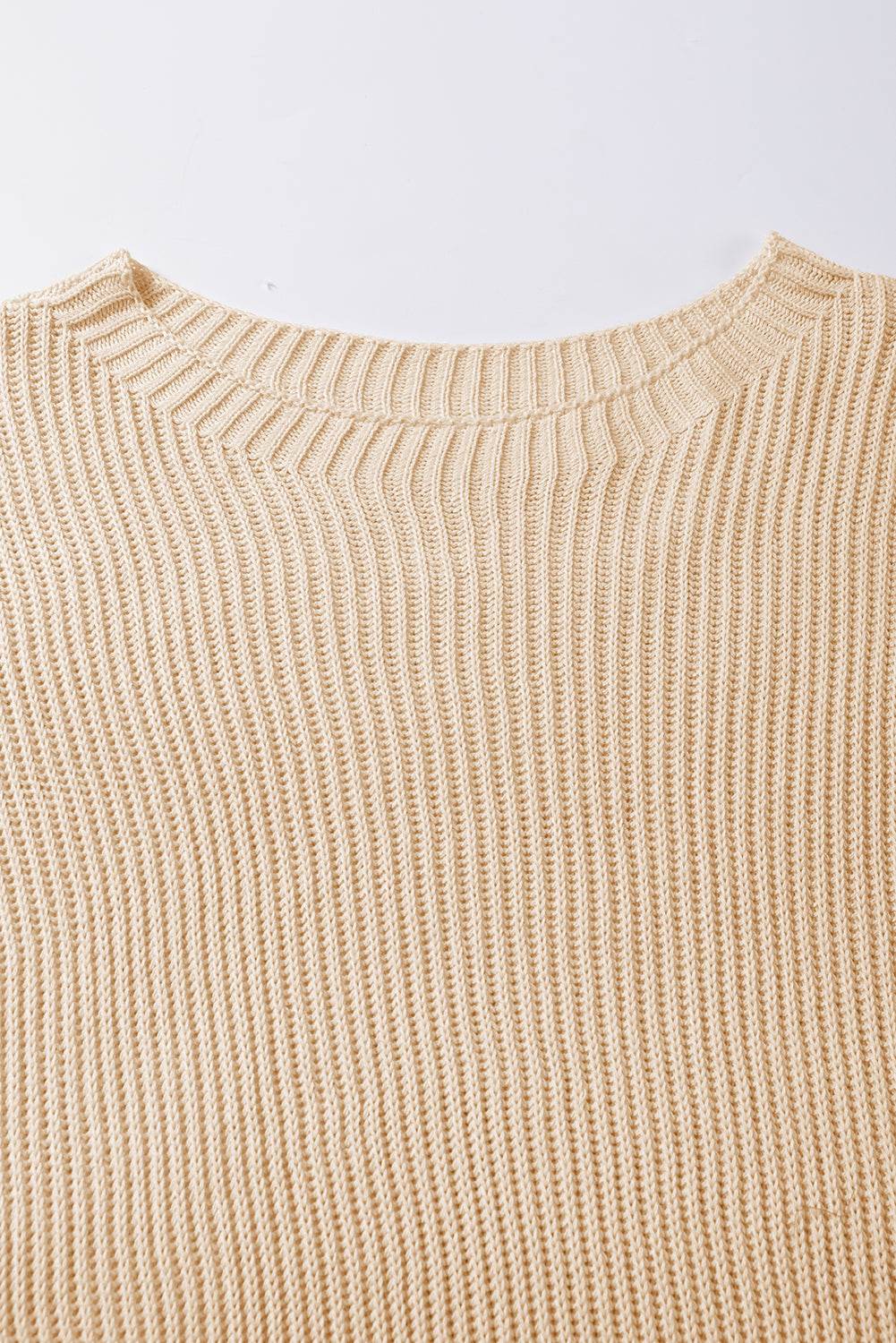Rose Red Side Slit Short Sleeve Oversized Sweater