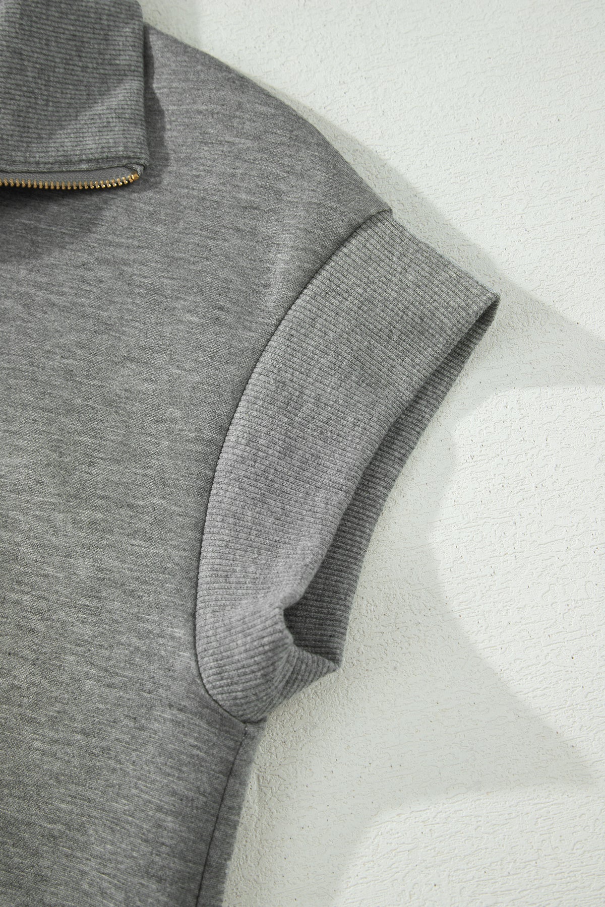 Gray Half Zip Polo Tee Casual Pant Set