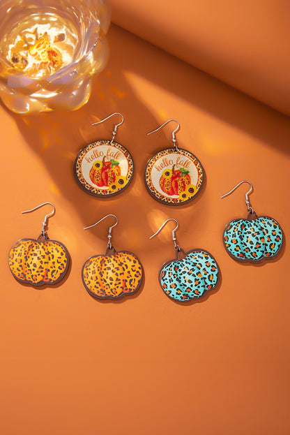Orange Leopard Pumpkin Hook Earrings