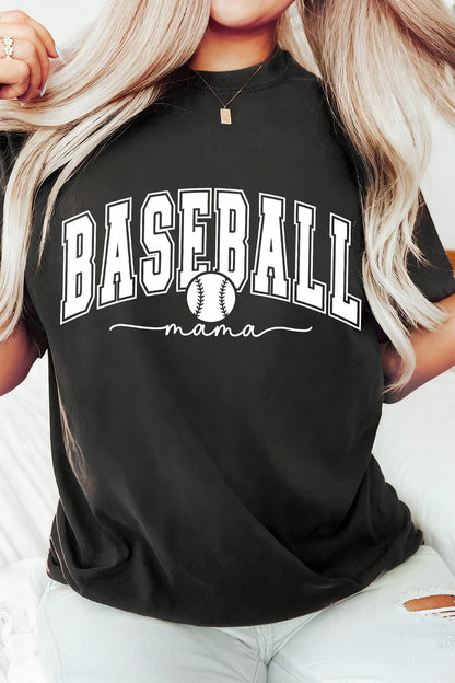 Black BASEBALL mama Game Day Graphic Tee