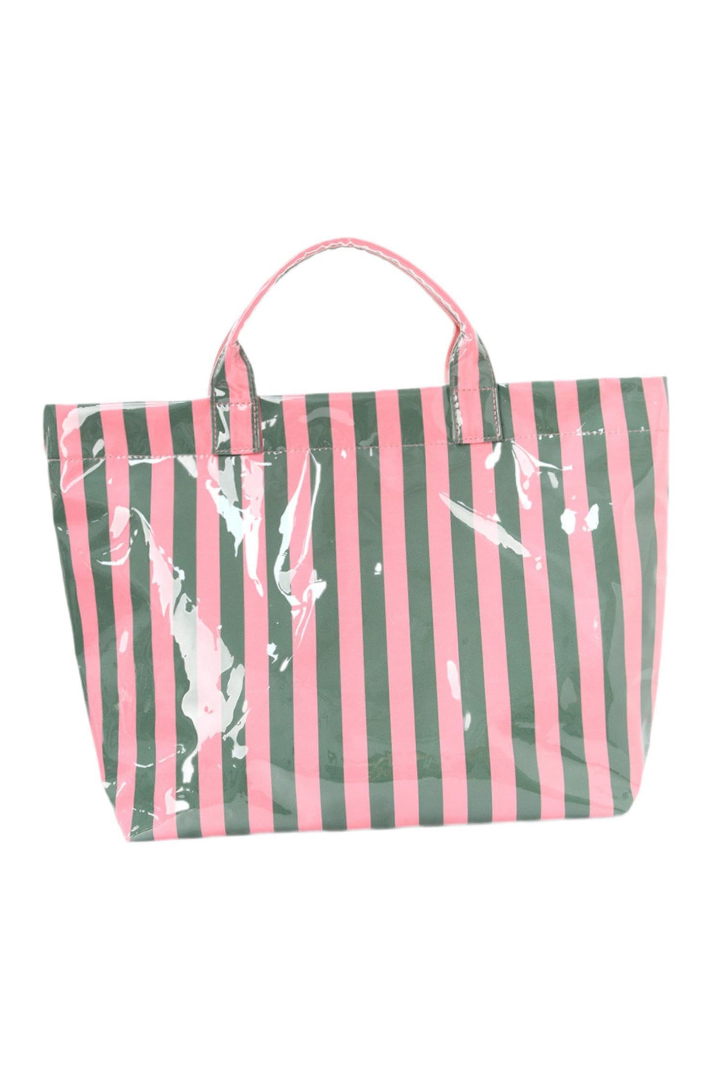 Rainbow Glossy Striped Vinyl Large Tote Bag