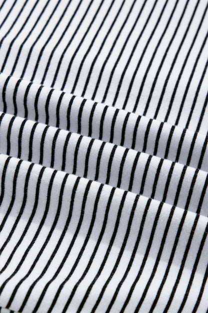 Rose Stripe Contrast Trim Round Neck Summer T Shirt