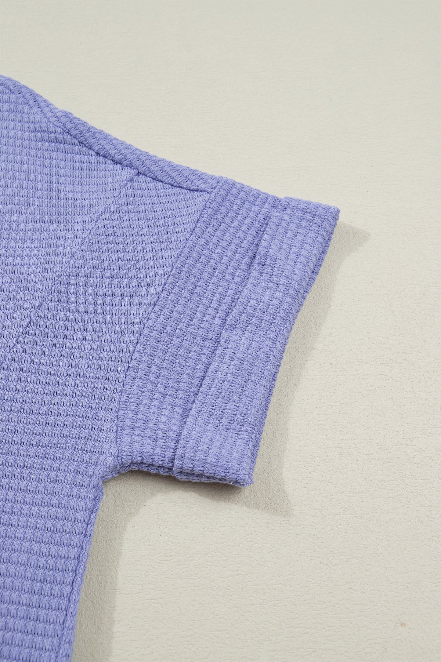 Strawberry Pink Waffle V Neck Short Sleeve Knit Top