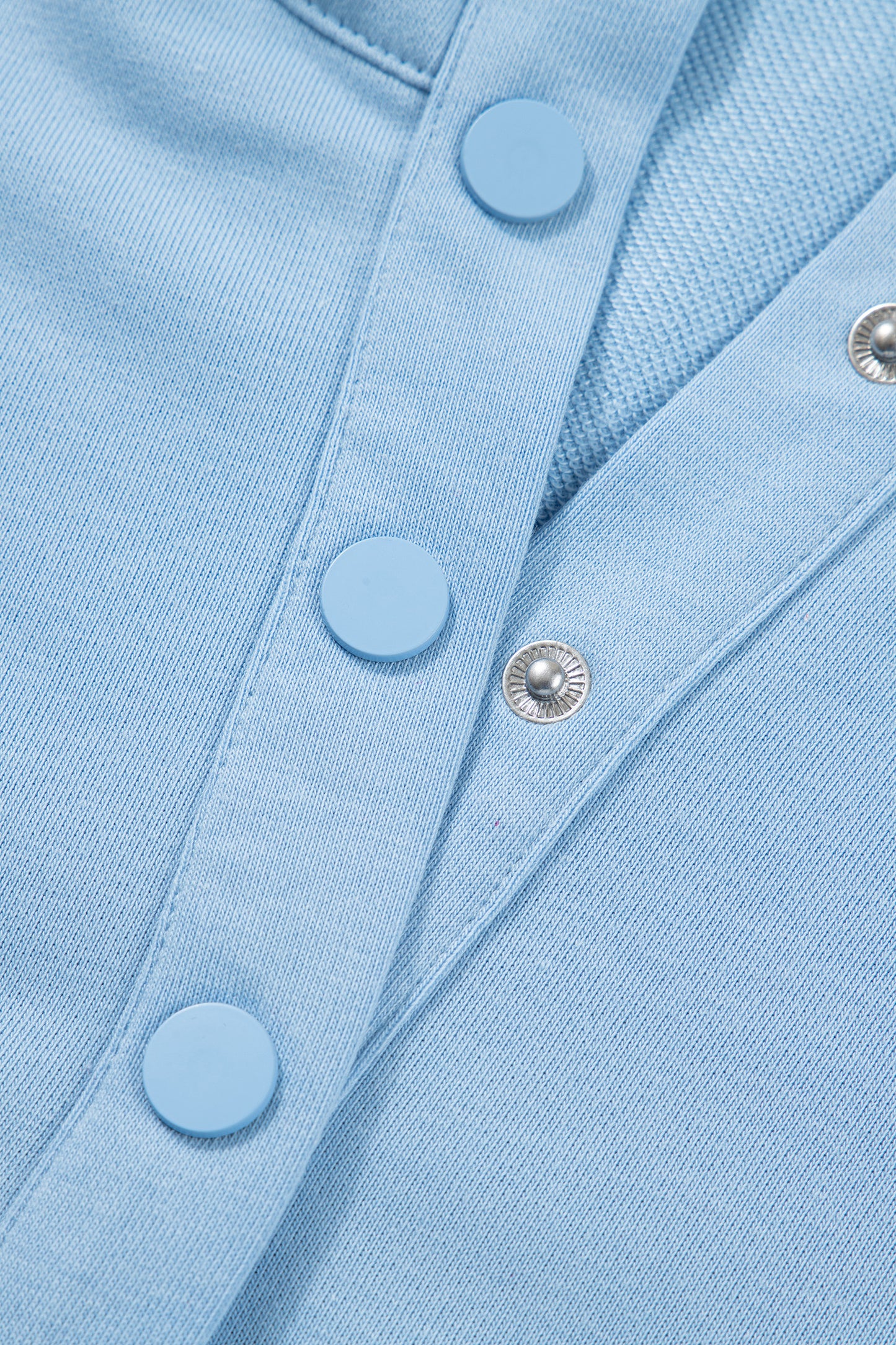 Beau Blue Solid Color Snap Button Polo Collar Short Sleeve Scallop Hem Mini Dress