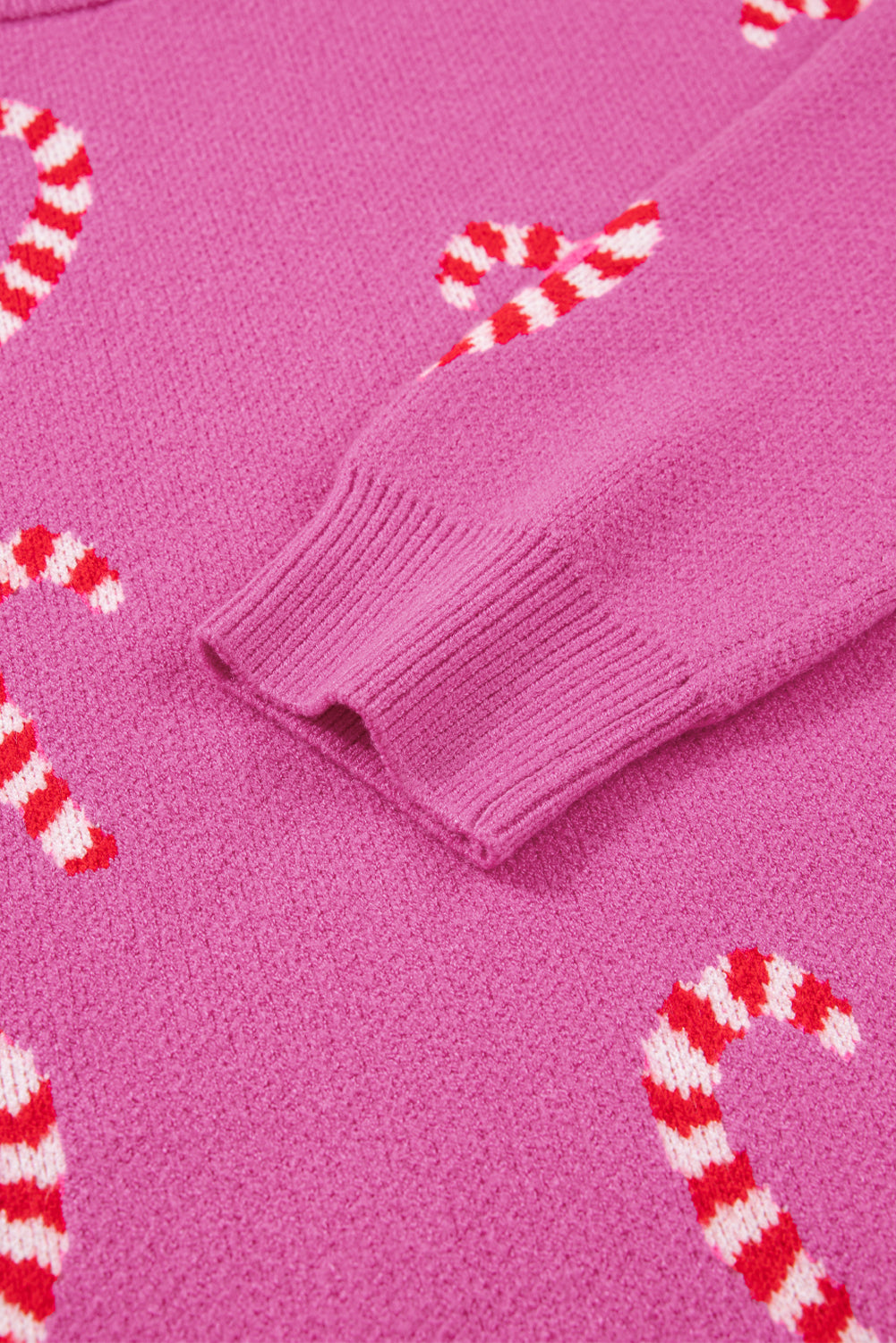 Sachet Pink Christmas Candy Cane Drop Shoulder Sweater