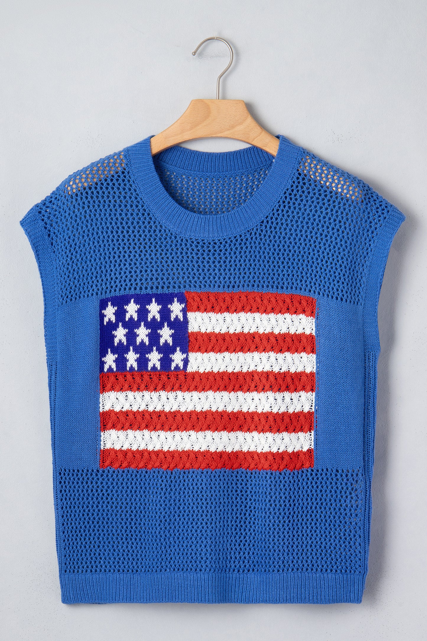 White Flag Graphic Short Sleeve Sweater Top